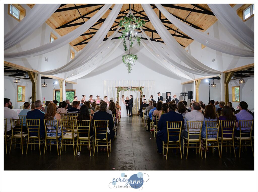 Indoor wedding ceremony at The Barn of Canal Fulton due to rain