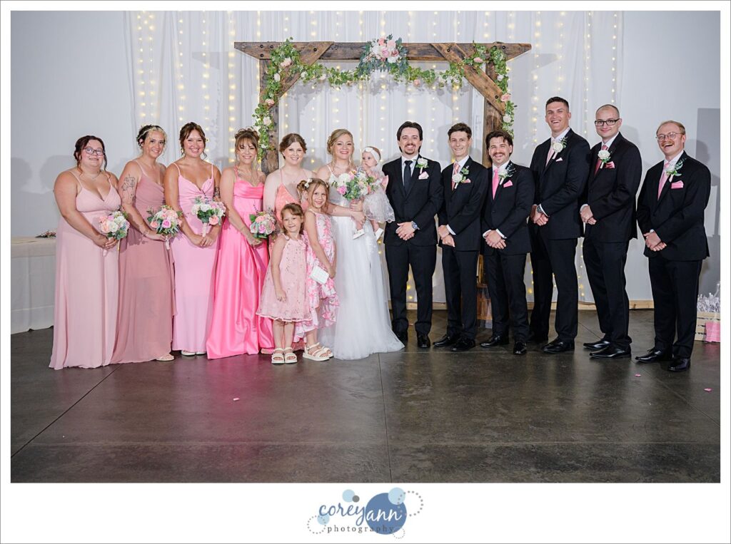 Black and pink wedding party in Ohio