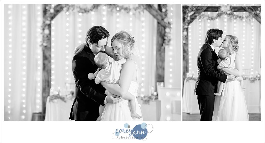 Bride and Groom first dance during wedding reception at The Barn of Canal Fulton