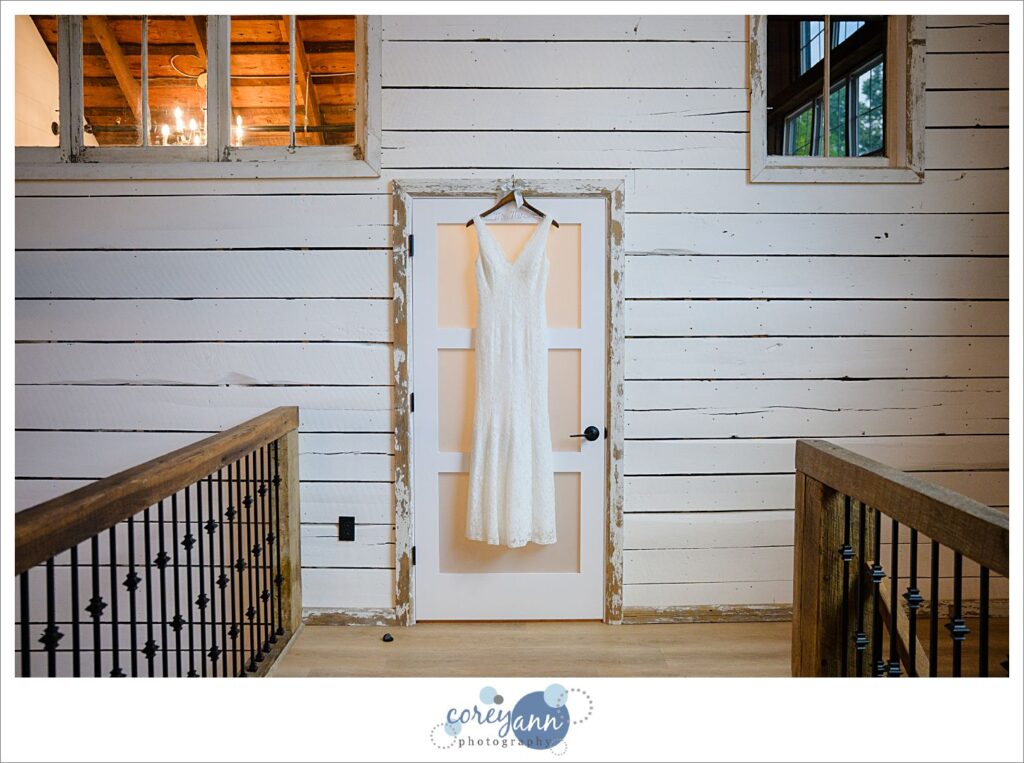 Wedding dress hanging at Haymaker's Mill 1875 North Canton Ohio 