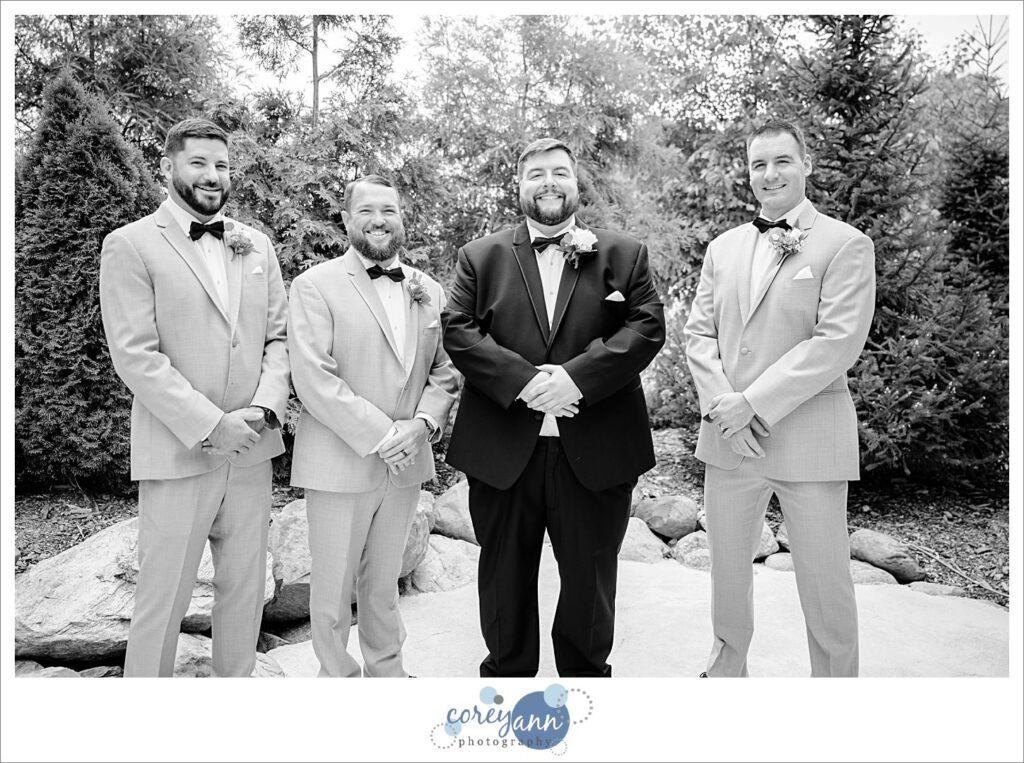 Groom and Groomsman before wedding at Haymaker's Mill in North Canton Ohio