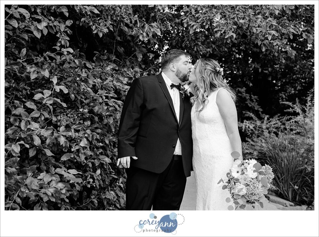 Bride and groom wedding portrait at Haymaker's Mill 1875 in North Canton Ohio