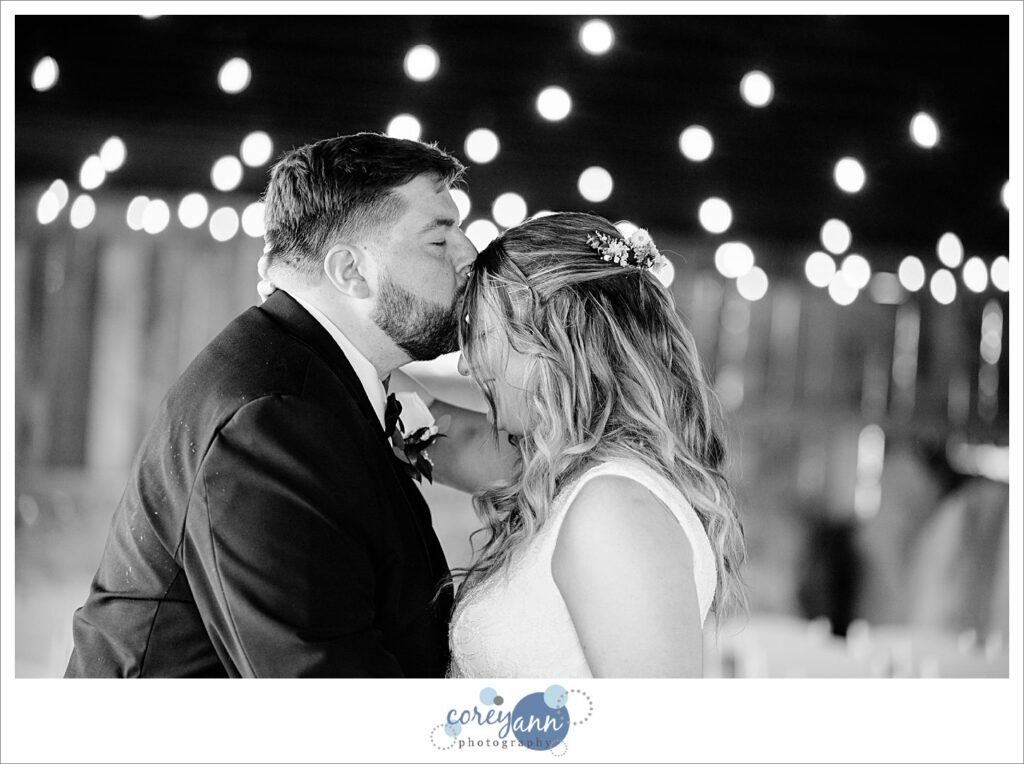 Bride and groom wedding portrait at Haymaker's Mill 1875 in North Canton Ohio