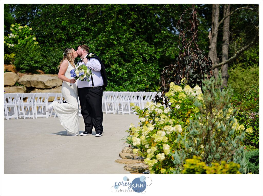 Bride and groom wedding portrait at Haymaker's Mill 1875 in North Canton Ohio